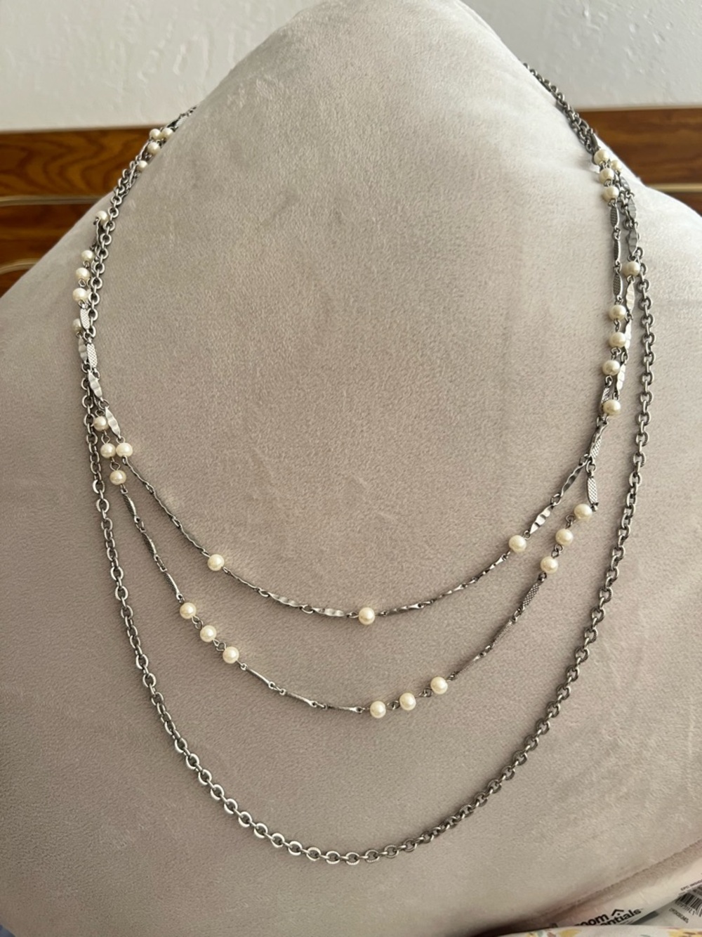 Classy Glam, Edgy Multi-Strand Pearl Accent Silver-Tone Necklace - Women Jewelry